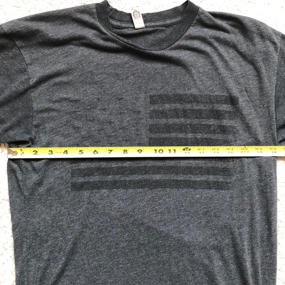 USA Flag Charcoal Gray Cotton/Poly T-Shirt Medium - Picture 9 of 15